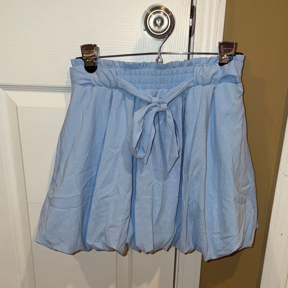 Light Blue Bubble Skirt with Bow